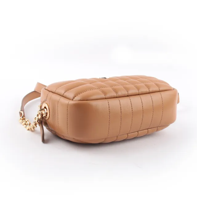 【BURBERRY 巴寶莉】Lola 縫線小羊皮迷你相機包(楓葉棕)