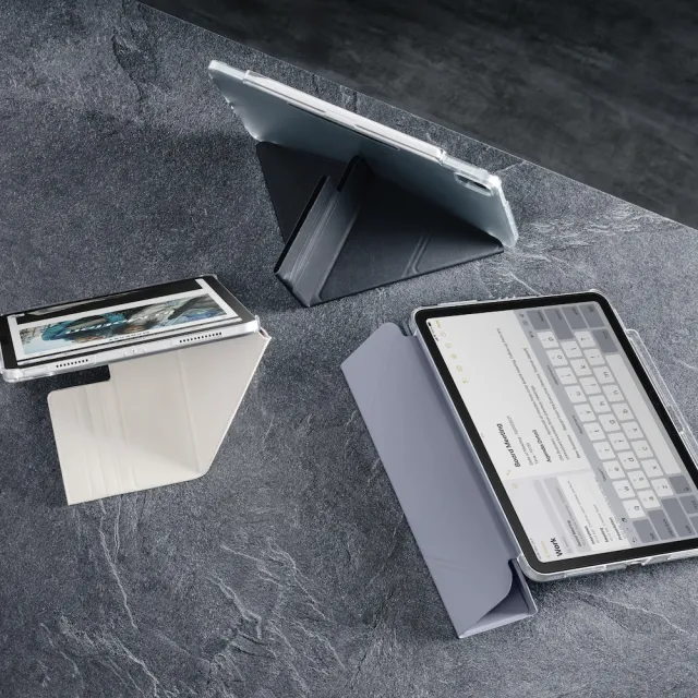 【MAGEASY】2026 iPad Air 11吋 Facet 全方位支架透明背蓋保護套（筆槽款）(支援2025-24 iPad Air 11吋)