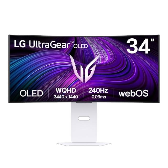 【LG 樂金】34GX90SA-W 34型 2K OLED 21:9 240Hz 曲面智慧聯網電競螢幕(800R/0.03ms/內建喇叭)