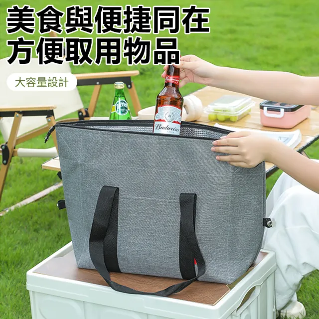 【Nil】可折疊收納鋁箔保冷袋 戶外露營食物保鮮野餐包 大容量防水保溫包（保溫袋 手提袋 保冰袋 冰包）
