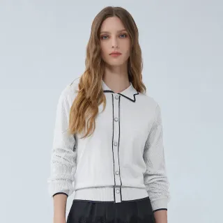 【ILEY 伊蕾】貴氣金蔥拼接蕾絲針織上衣(兩色；M-XL；1233175002)