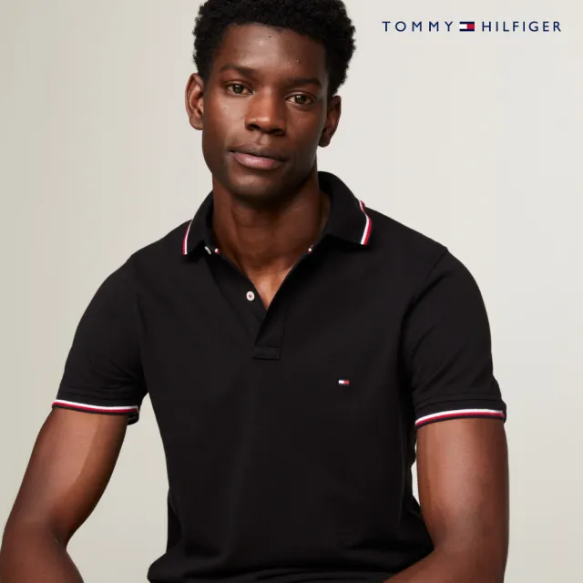 【TOMMY HILFIGER】官方旗艦館 CORE 修身版有機棉 POLO 衫_黑色