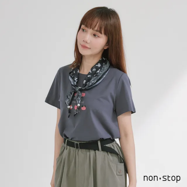 【non-stop】領巾造型印花T恤-2色