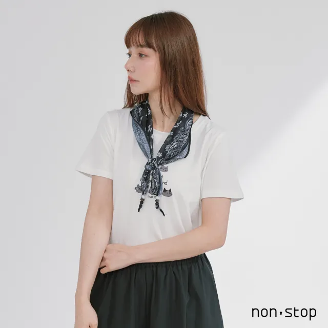 【non-stop】領巾造型印花T恤-2色