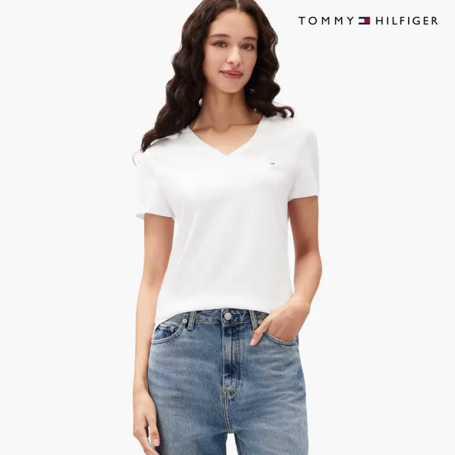 【TOMMY HILFIGER】官方旗艦館基本款 V 領 T 恤_裸色