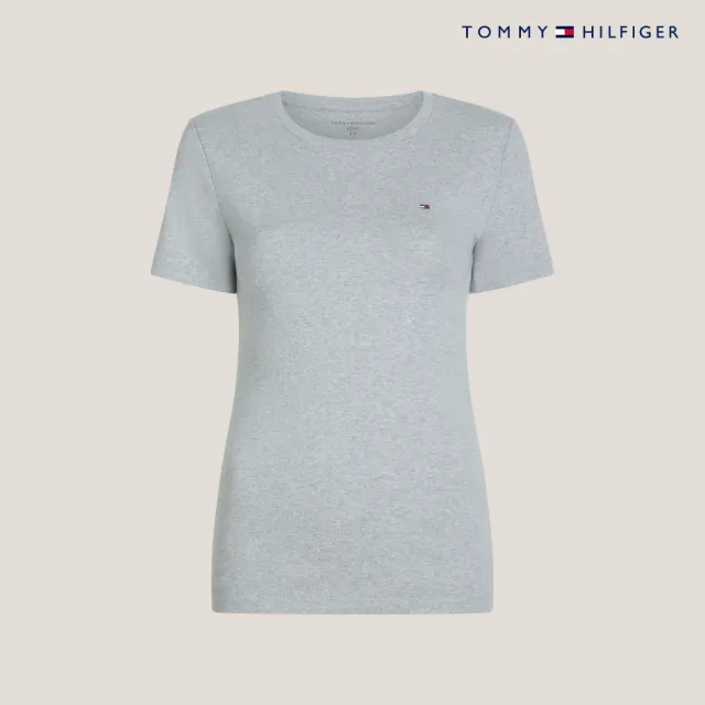 【TOMMY HILFIGER】官方旗艦館 旗幟刺繡圓領 T 恤_灰色