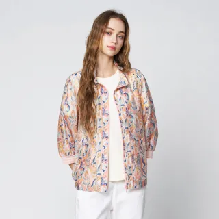 【KERAIA 克萊亞】魅力價-珊瑚曦金天絲亞麻印花外套