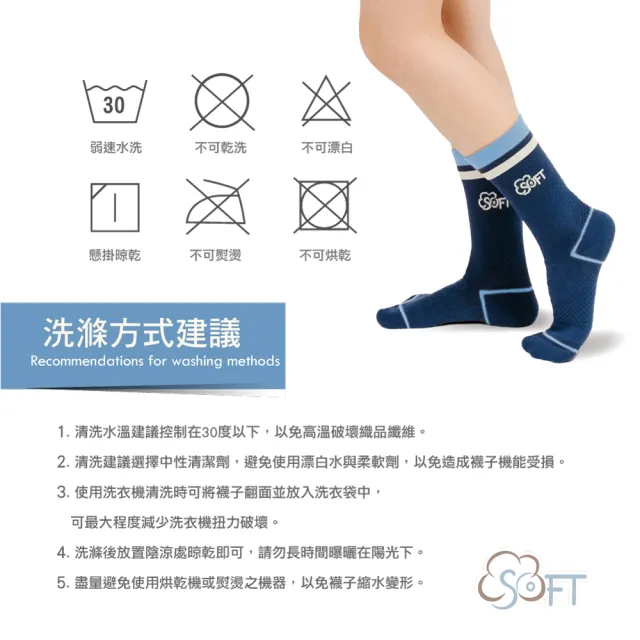 【SOFT】醫療級 輕壓機能中筒襪 成人款 海洋水手藍1雙