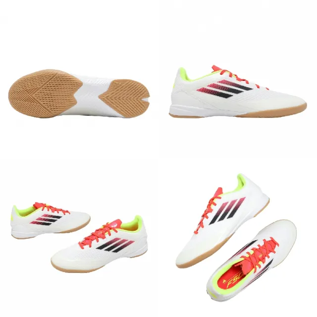 【adidas 愛迪達】足球鞋 F50 League IN 男鞋 白 紅 緩衝 室內球場 膠底 IE1228