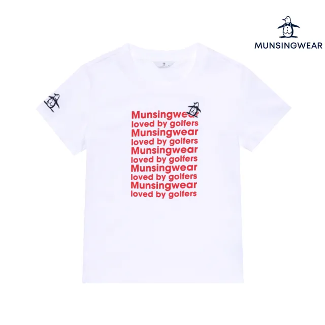 【Munsingwear】企鵝牌 女款白色 美式休閒字母配色印花短袖T恤 MLXL2502