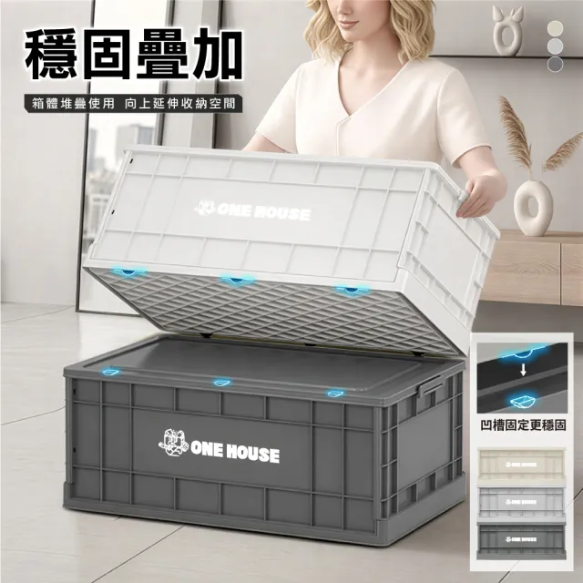 【ONE HOUSE】61寬藤原工業風折疊收納箱-55L矮款×2+75L高款(3入組)