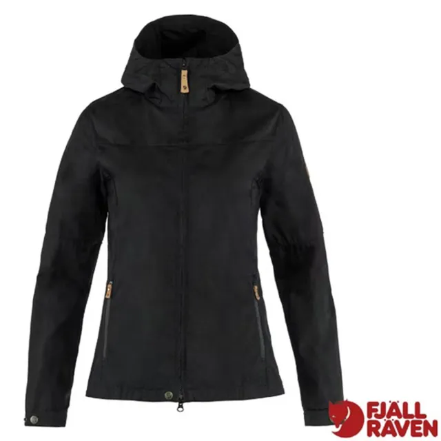 【Fjallraven】小狐狸 女 Stina 連帽防風防潑外套.夾克.風衣/輕量G-1000 Lite(89234-550 黑)
