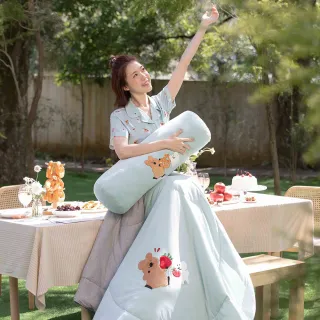 【YVONNE 以旺傢飾】100%美國棉 四季被-草莓 湖水綠(4x5呎 純棉 棉被 水洗 DINOTAENG)