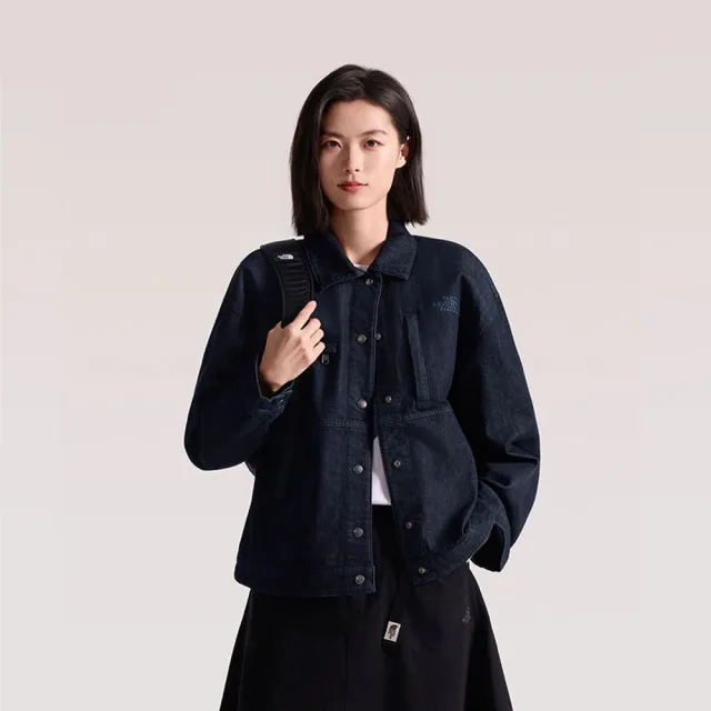 【The North Face】TNF 休閒 運動 可調節袖口丹寧外套 W DENIM JACKET - AP 女 深藍 (NF0A8FZSDG7)