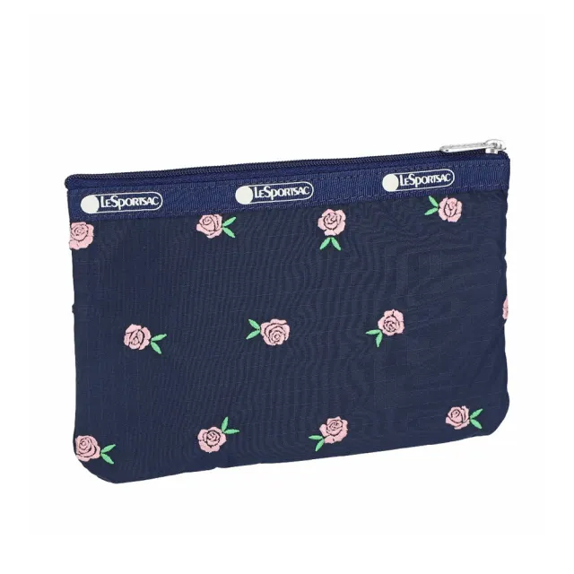 【Lesportsac】3-Zip Cosmetic 三層拉鍊化妝包 收納包 盥洗包 女包(薔薇刺繡)