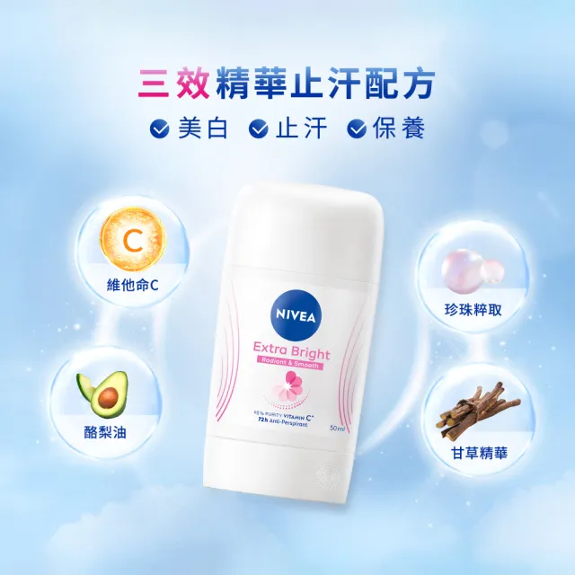 【NIVEA 妮維雅】止汗爽身乳膏Pro升級版50ml(亮白款)