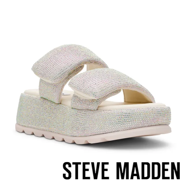【steve madden】泡泡閃鑽厚底拖鞋 TOKIYO(銀白色)