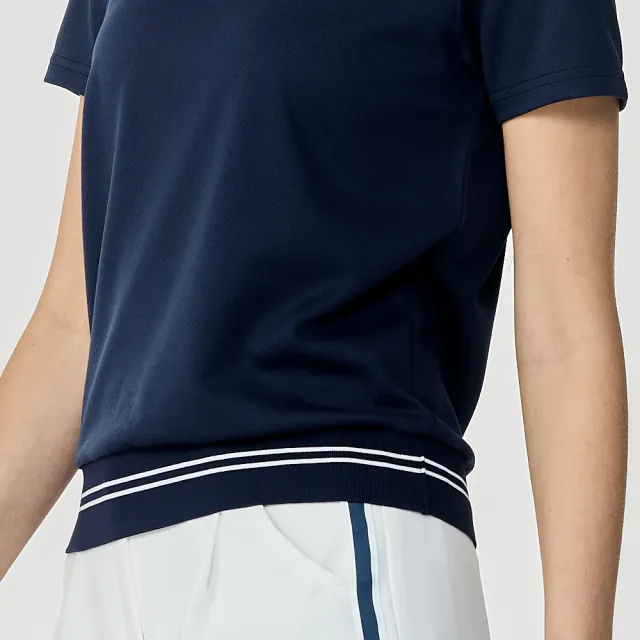 【PING】女款伸縮織帶涼感短袖POLO衫-深藍(吸濕排汗/GOLF/高爾夫球衫/RA26115-58)