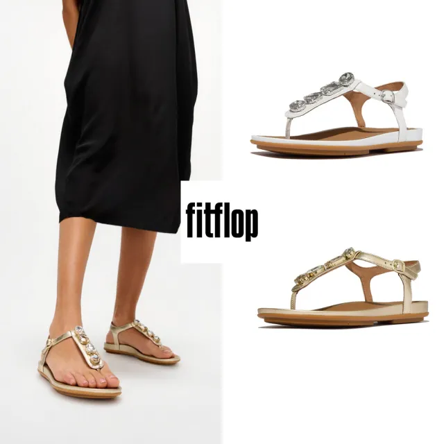 【FitFlop】GRACIE 寶石皮革T型涼鞋-女(2色)