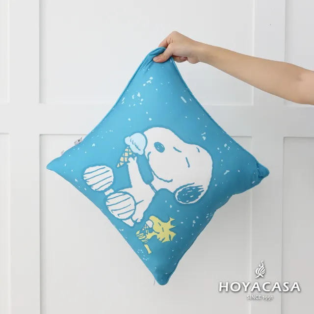 【HOYACASA  禾雅寢具】史努比聯名系列-ICE TECH+冰絲涼感方型抱枕-38x38cm-多款任選