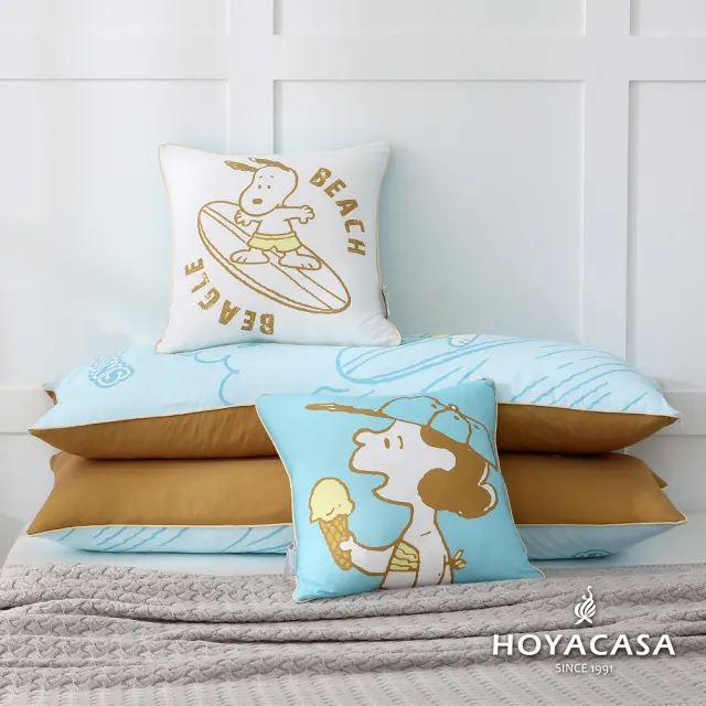 【HOYACASA  禾雅寢具】史努比聯名系列-ICE TECH+冰絲涼感方型抱枕-38x38cm-多款任選