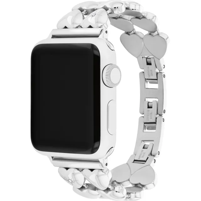 【COACH】Apple Watch 錶帶 38/40/41mm適用 愛心造型不鏽鋼錶帶-銀 送禮 禮物 推薦(不含手錶)