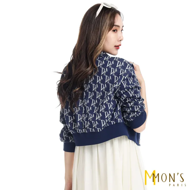 【MON’S】精品字母緹花棒球外套(直)