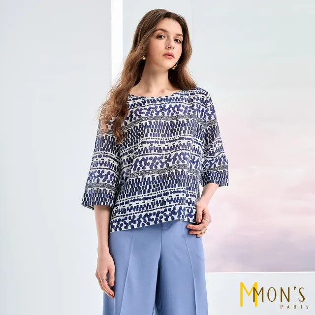 【MON’S】桑蠶印花絲棉上衣(直)