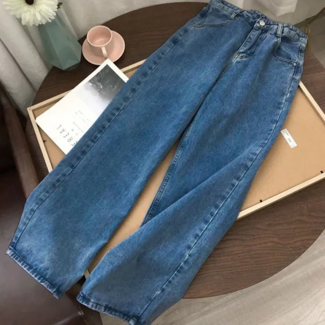 【Uicy】韓版復古寬鬆高腰牛仔寬褲 寬褲 褲子 女裝 P97
