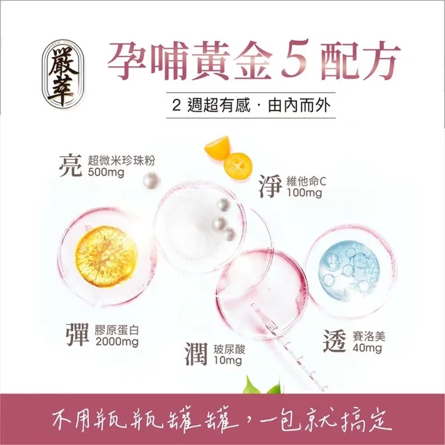 【嚴萃】韓國孕哺膠原蛋白胜肽x超微米珍珠粉-3入/共45包(榮獲台灣生技大獎 品質受肯)