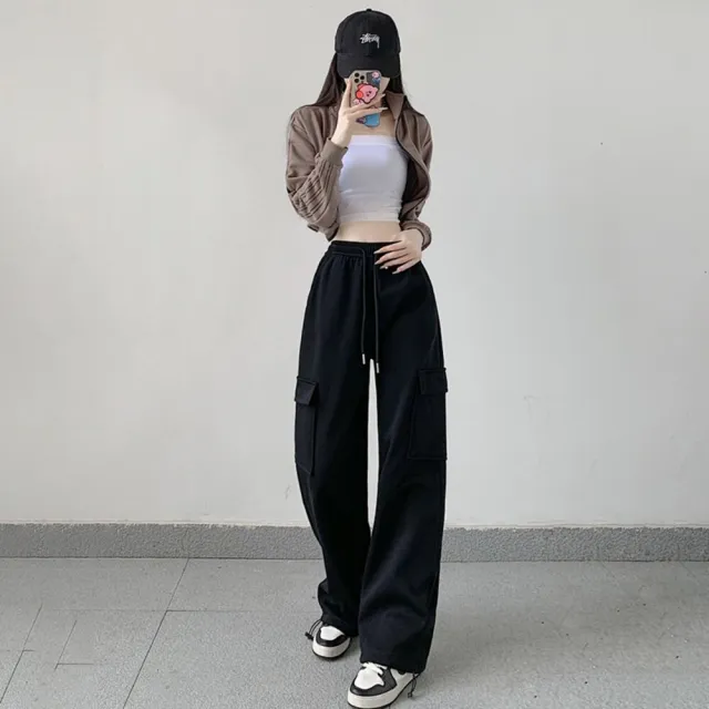 【Uicy】韓版高腰設計感工作褲 寬褲 褲子 女裝 P306