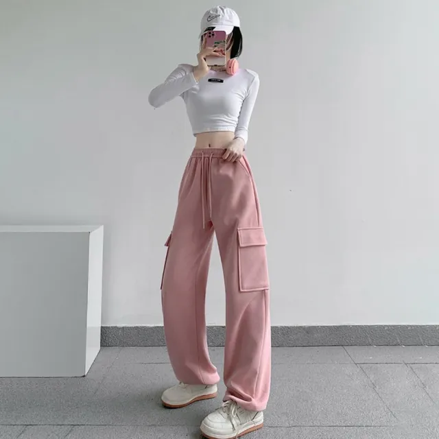 【Uicy】韓版高腰設計感工作褲 寬褲 褲子 女裝 P306