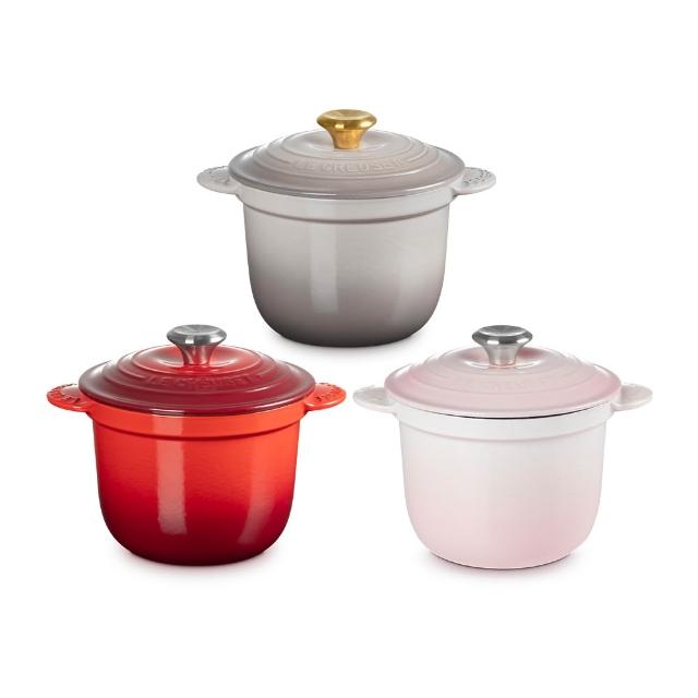 【Le Creuset】萬用窈窕琺瑯鑄鐵鍋 18(肉豆蔻/貝殼粉/櫻桃紅)