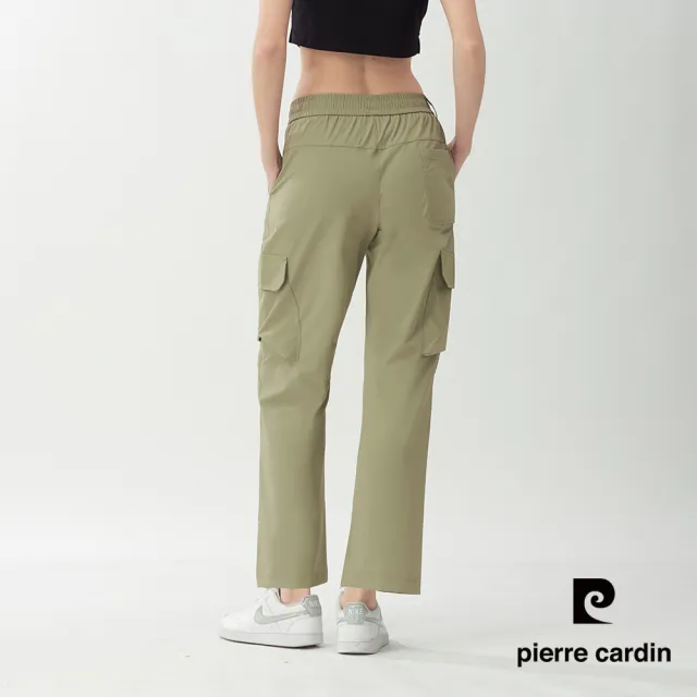 【pierre cardin 皮爾卡登】網路獨家 女款 快乾透氣輕量機能工裝長褲/寬褲-卡其色(8267883-82)