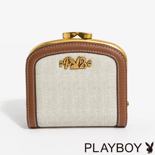 【PLAYBOY】口金短夾 Chic Stroll系列 - 咖色