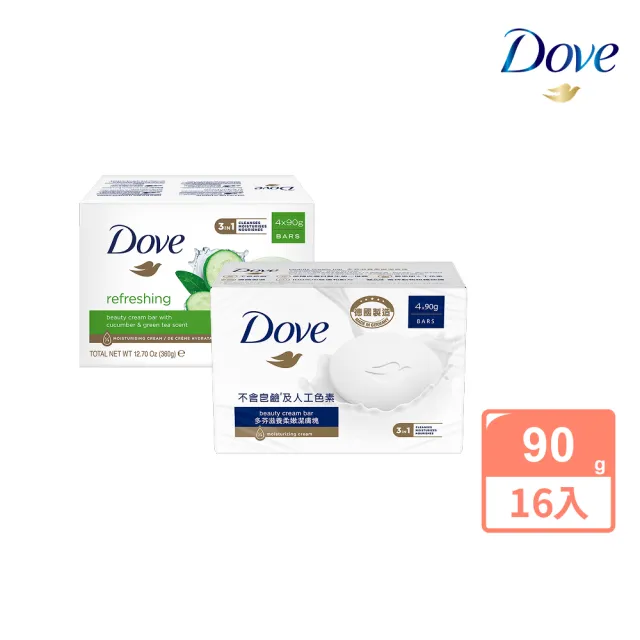 【Dove 多芬】香皂潔膚塊90gx16入(滋養柔嫩/清爽水嫩)