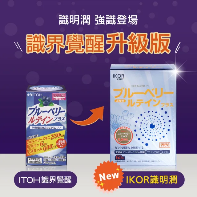 【IKOR】識明潤北歐藍莓膠囊(60粒/盒 日本ITOH識界覺醒升級版 游離型葉黃素 花青素)