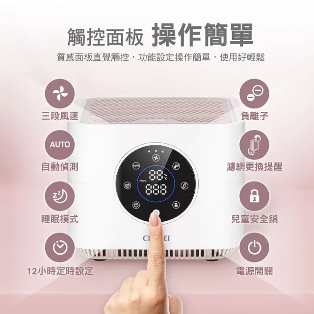 【CHIMEI 奇美】mini淨雙入組 智能小巧桌上型空氣清淨機/除甲醛/HEPA H13/負離子/DC馬達/(AP-01UNWH)