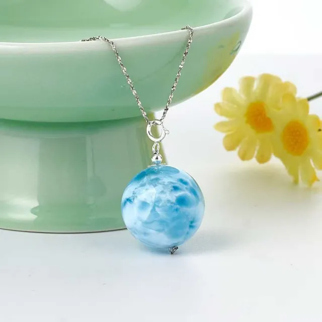 【勝弘珠寶】多明尼加拉利瑪石智慧項鍊-17MM(拉利瑪石項鍊)