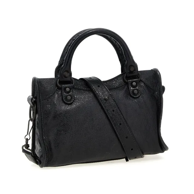 【Balenciaga 巴黎世家】Le City Mini羊皮手提/肩背/斜背/機車包 黑色 8063952ABEK1000『entrupy安心購』