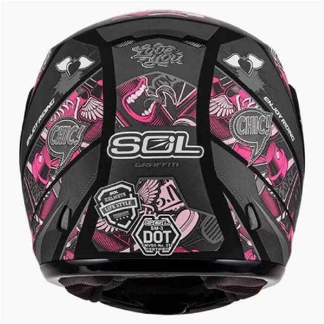 【SOL】SM-3 惡天使 消光黑/粉 可樂帽 全罩式 MD-04(可掀式安全帽│鏡片│內襯│輕量化)