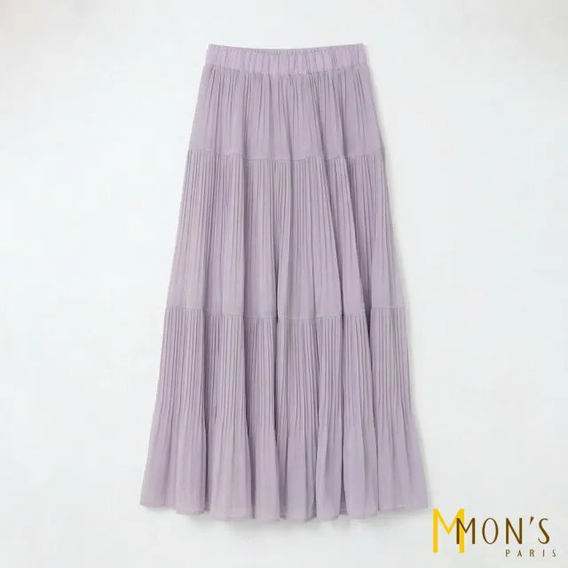 【MON’S】飄逸浪漫壓摺鬆緊腰裙(直)