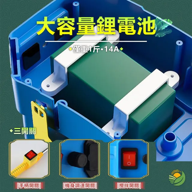 【AMITOF】20L噴霧器 14A電池容量 內置攪拌機 農藥桶 打藥機 噴霧機 農用噴霧器 噴水壺 澆花 噴灑