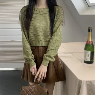 【Uicy】韓版氣質鏤空防曬上衣 長袖上衣 長袖t恤 衣服 女裝 W528
