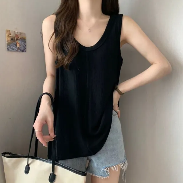 【Uicy】韓版寬鬆遮內搭無袖背心 小可愛背心衣服女裝上衣 V420