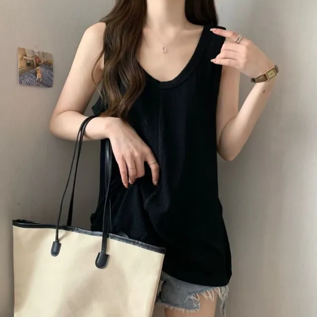 【Uicy】韓版寬鬆遮內搭無袖背心 小可愛背心衣服女裝上衣 V420