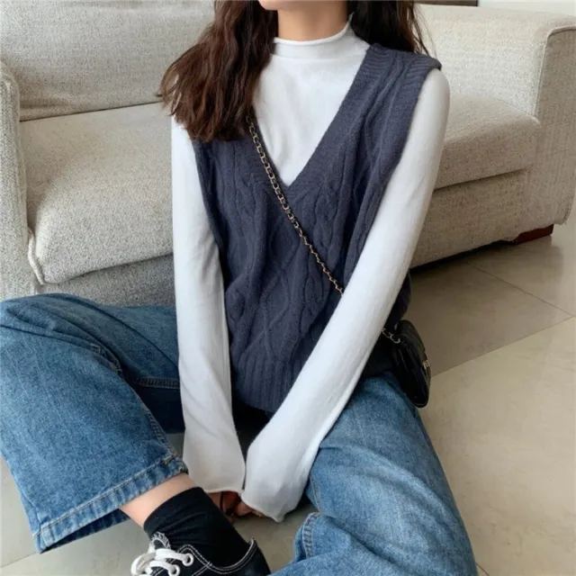 【Uicy】韓版麻花V領無袖針織背心 小可愛外套 背心衣服女裝 S88