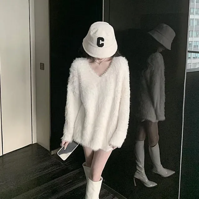 【Uicy】韓版簡約高級感寬鬆長版毛衣 長袖上衣長袖t恤衣服 W246