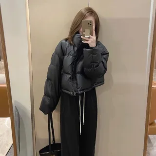 【Uicy】韓版高級感寬鬆立領皮外套 外套防曬外套女裝上衣 J364