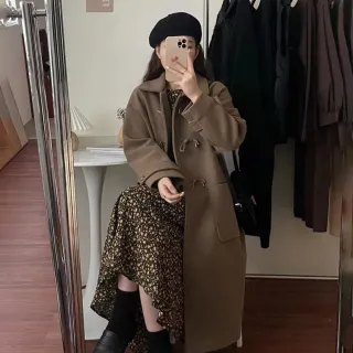【Uicy】韓版牛角扣大衣 外套防曬外套女裝上衣衣服 J263